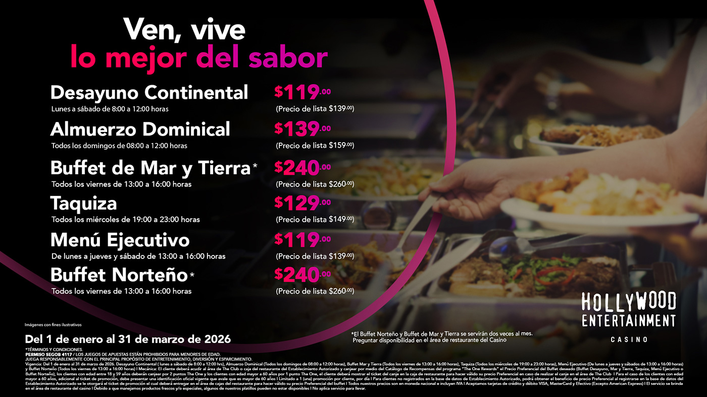 Disfruta tu Buffet ahora a precio preferencial