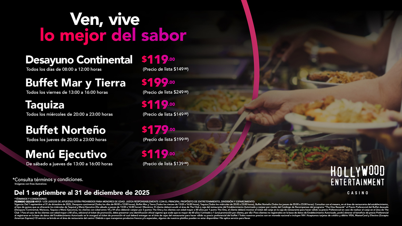 Disfruta tu Buffet ahora a precio preferencial