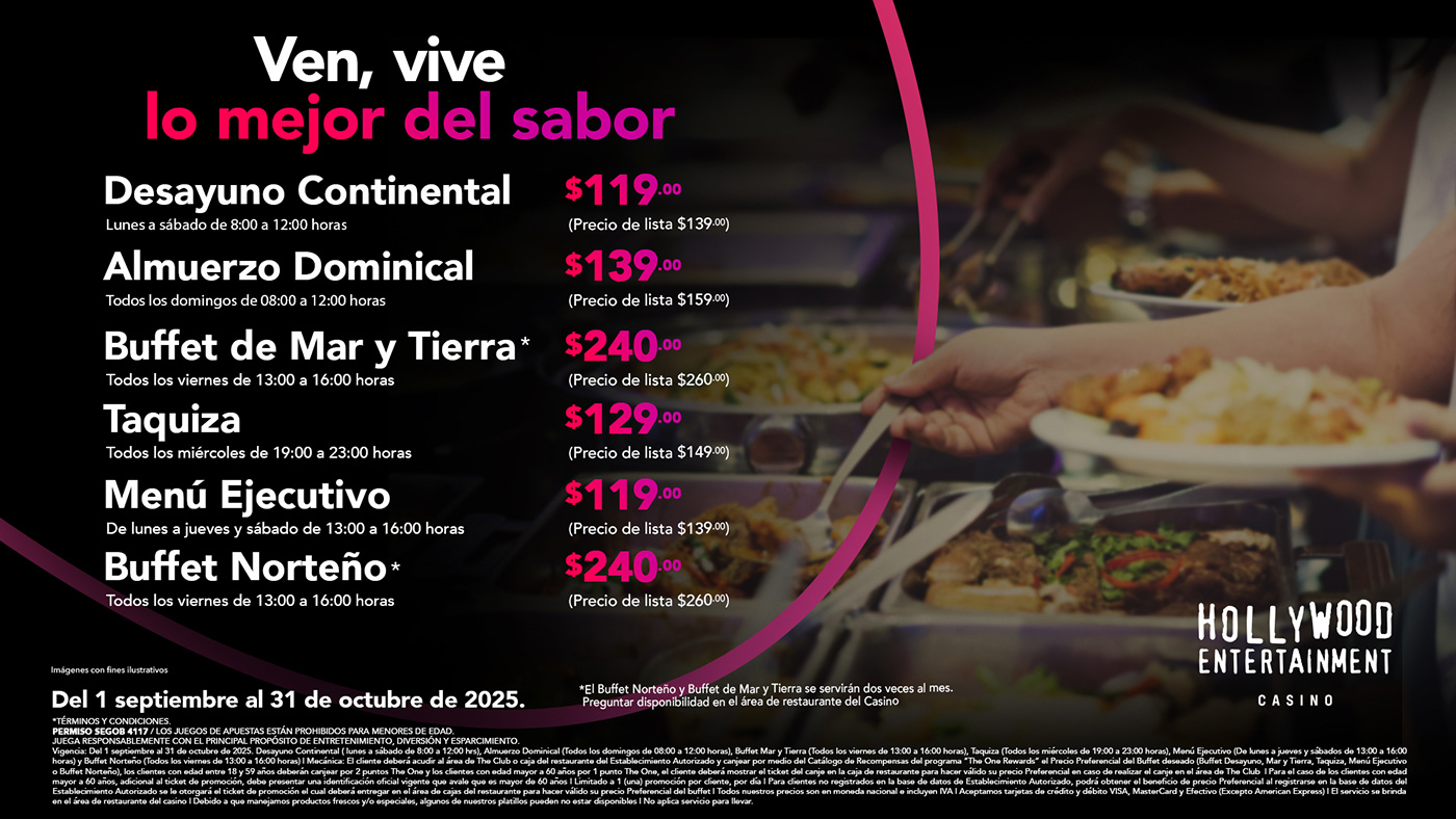 Disfruta tu Buffet ahora a precio preferencial