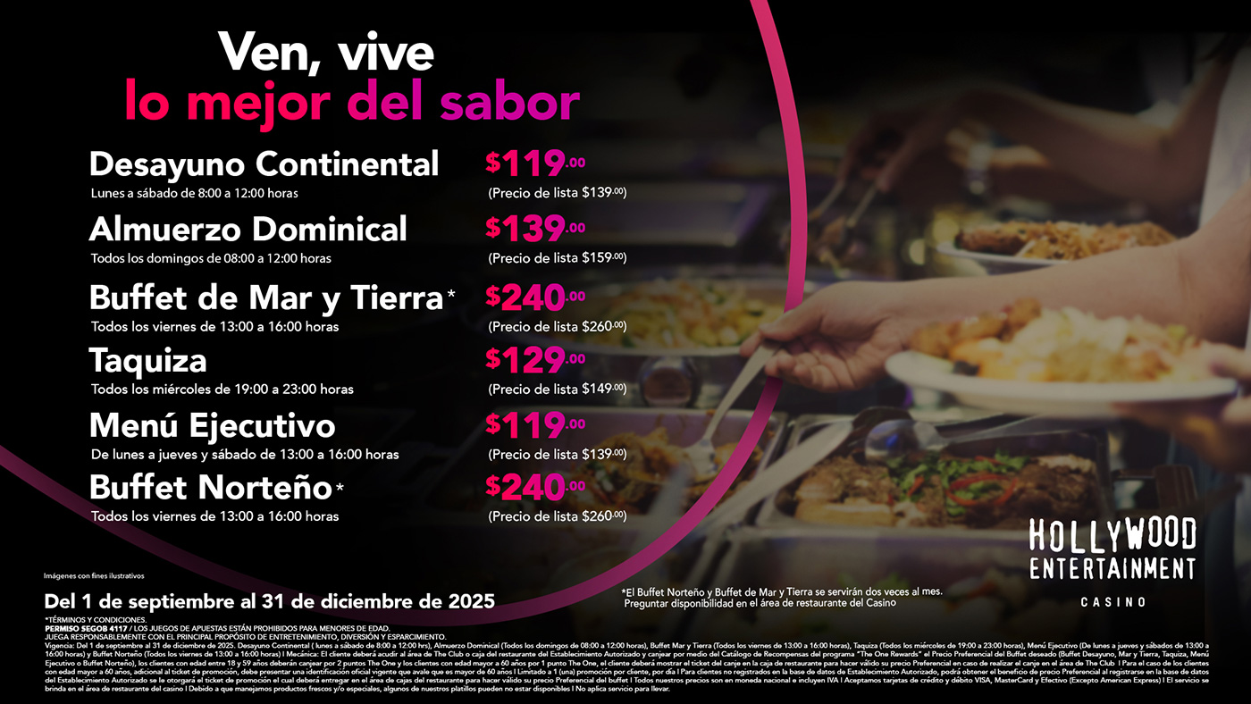 Disfruta tu Buffet ahora a precio preferencial